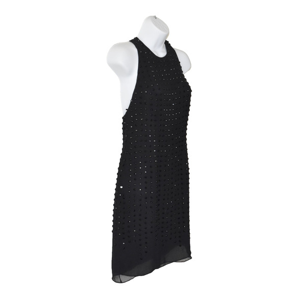 B0 Auth BASIX BLACK LABEL Black Silk Crystal Embellished Cocktail Dress Size 2 - Picture 2 of 5